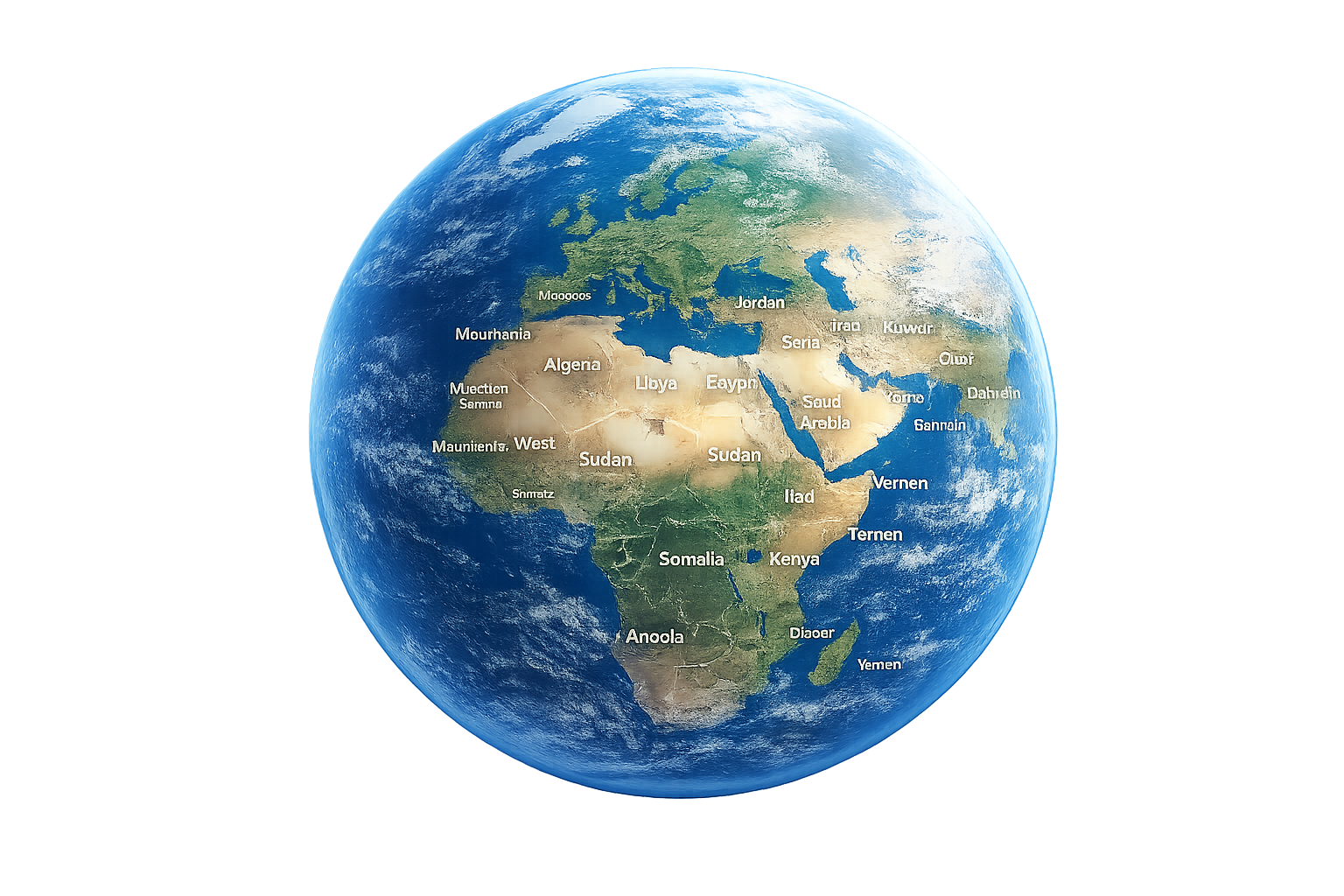 Globe showing the Arab world